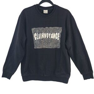Clairvoyance Black Crewneck Sweatshirt With Graphic Design Sz Medium 100% Cotton